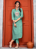 Green Rayon Kurti With Pant