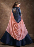 Trivia Silk Embroidered Trendy Gown In Blue