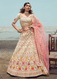 Wedding Style White Georgette Embroidered Lehenga