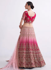 Wedding Wear Shaded Rani Net Embroidered and Zarkan work lehenga