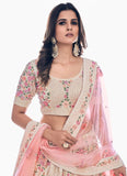 White Elegant Dori and Sequins Work Soft Net Lehenga