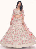 White Elegant Dori and Sequins Work Soft Net Lehenga