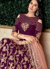 Wine Color Silk Designer Lehenga