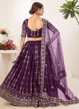 Wine Sparkling Sequins Faux Georgette Lehenga