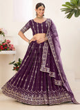 Wine Sparkling Sequins Faux Georgette Lehenga