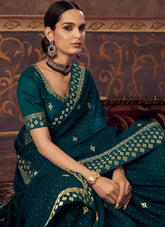 Zari Work Blue Saree