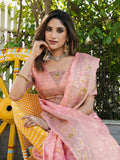 Pink Organza Zari Woven Patola Saree