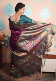 Purple Zari Woven Peacock Paithani Silk Saree