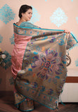 Baby Pink Zari Woven Peacock Paithani Silk Saree