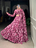Maroon Color Printed With Hotfix Tubby Silk Lehenga Choli