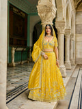 Yellow Tissue Lehenga – Bridal & Festive Wear - Gunj Fashion