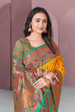 Yellow Original Meenakari Paithani Silk Zari Woven Saree