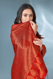 Green with Red Polka Paithani Silk Contrast Zari Woven Saree with Unstitched Blouse