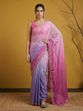 double shade fendy satin saree with intricate gotapatti embroidery
