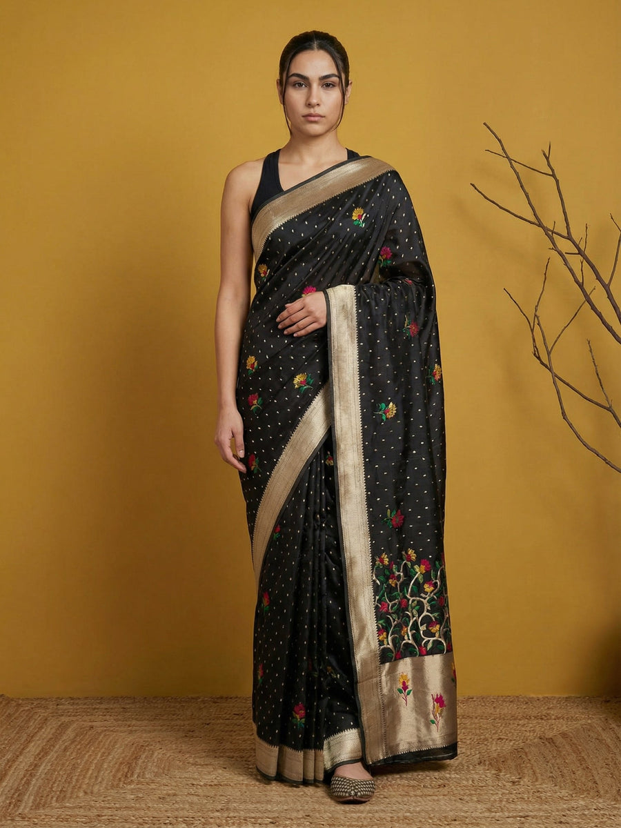 organza saree with zari woven meenakari work for festive occasions