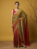 party wear fendy satin saree with intricate gotapatti embroidery