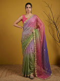 unique style fendy satin saree with intricate gotapatti embroidery