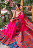 Shilpa Raman in Pink Muniya Original Paithani Silk Zari Woven Saree
