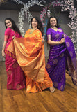 Purple Soft Silk Dual Zari Woven Saree with Peacock Border