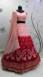 Peach Art Silk Thread sequins and Mirror Work Indian Ethnic Lehenga