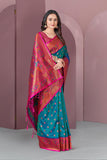 Green with Pink Original Meenakari Paithani Silk Zari Woven Saree