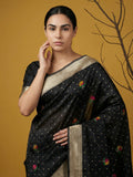 elegant organza saree featuring intricate meenakari weaving design