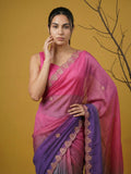 elegant satin saree with cutwork piping border and rich detailing