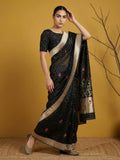 lightweight festive wear saree with rich zari woven detailing