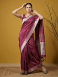 elegant festive organza saree with rich meenakari woven details