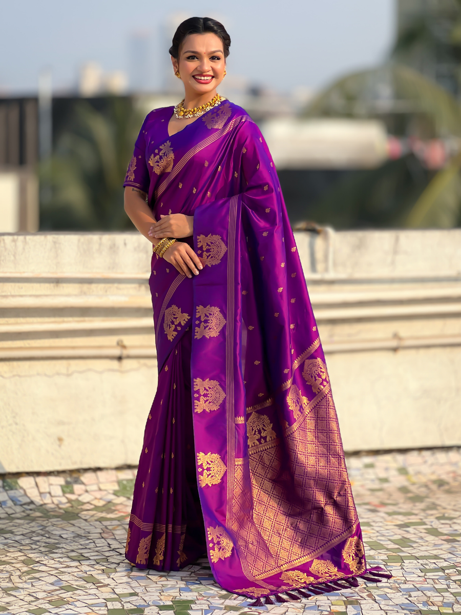 Purple Soft Silk Traditional Zari Woven Saree