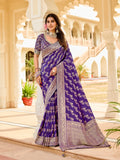 Festive Wear Jade Blue Saree with Golden Detailing - Gunj Fashion