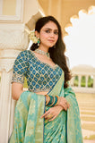 Elegant Sea Green Saree with Golden Weaving - Gunj Fashion