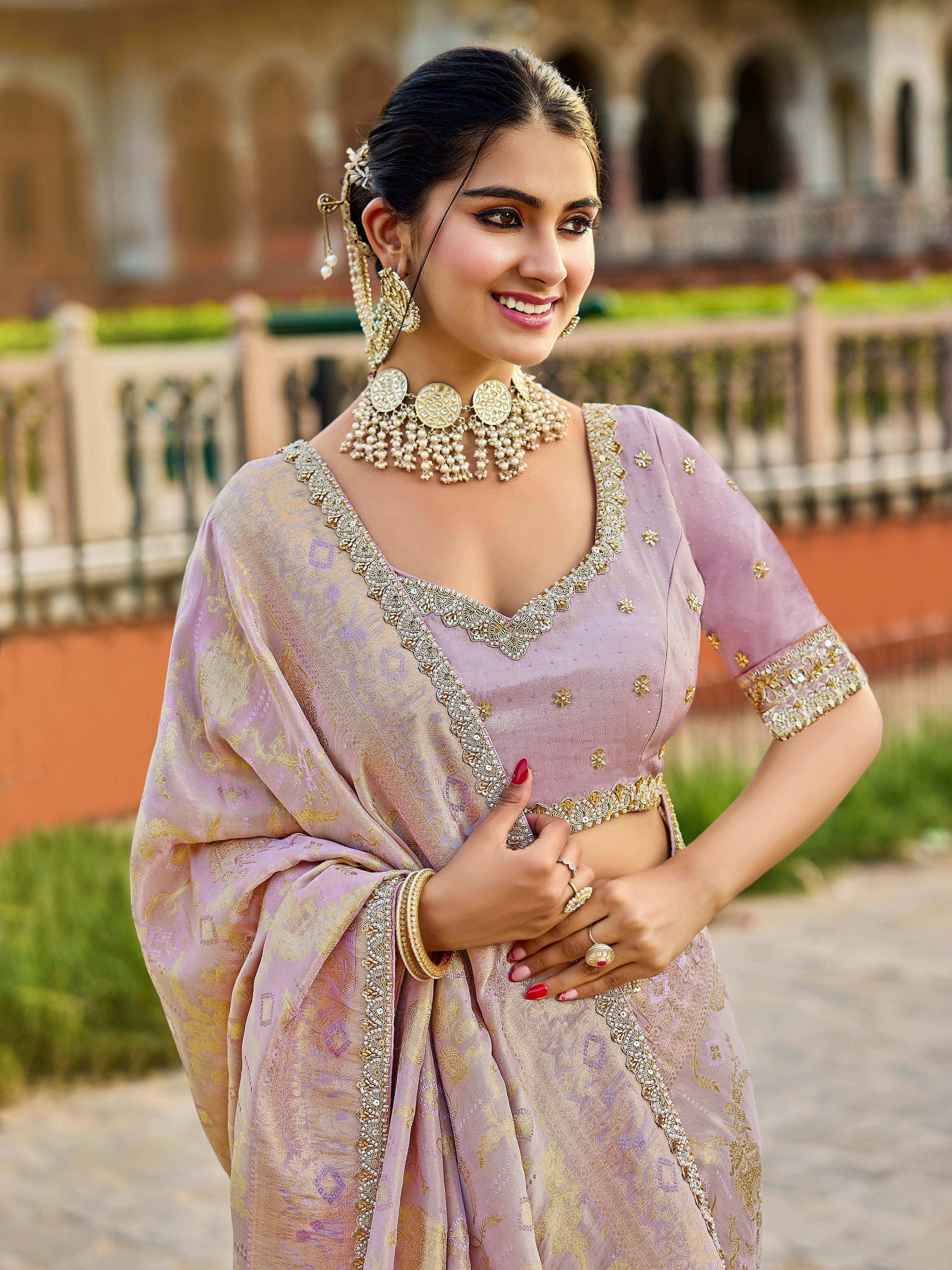 Vibrant Fuchsia Viscose Saree - Gunj Fashion