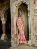 Blush Pink Viscose Blend Saree - Gunj Fashion
