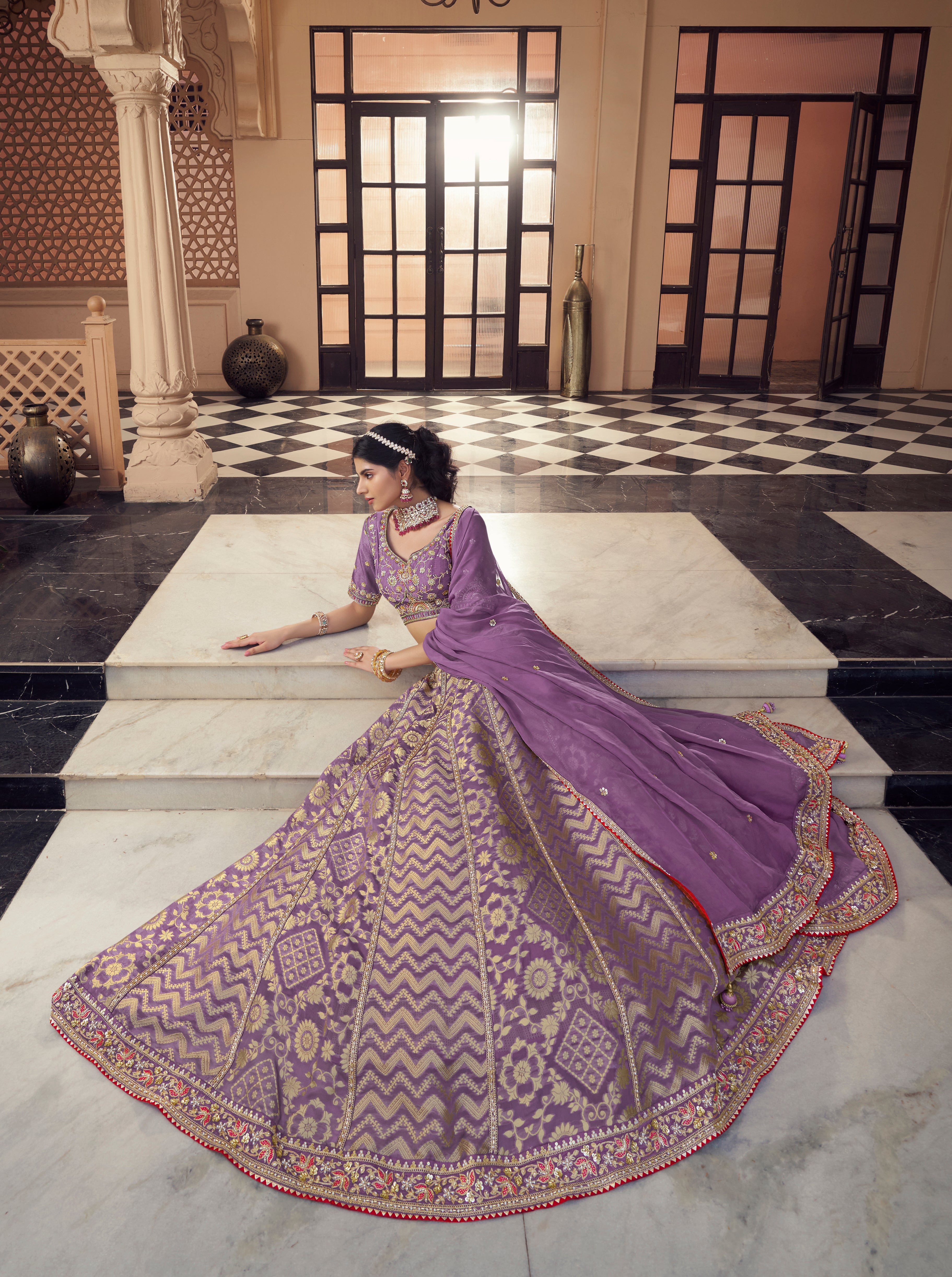 Elegant Purple Bridal Lehenga – Festive & Wedding Collection - Gunj Fashion
