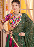 Maroon Kutchi work blouse with mirror and kodi embellishment