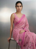 Pink Premium Muga Cotton Saree with Resham Weaving Buttis and Pencil Art Pallu