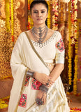All White Mirror Embroidered Rayon Lehenga Choli with Dupatta for Navratri Garba