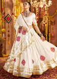 White Mirror Work Rayon Lehenga Choli for Navratri Garba