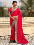 traditional light pink patola saree with running pallu and brocade blouse