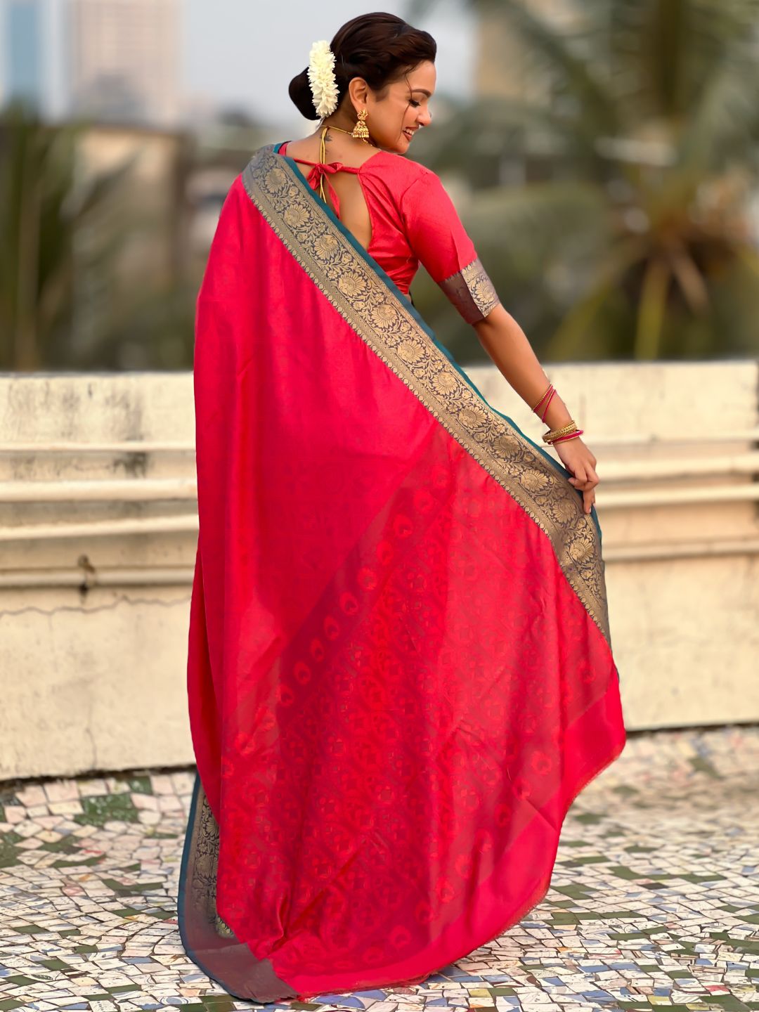 wedding wear designer light pink saree with graceful soft silk drape