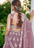 Trendy lavender organza designer lehenga choli with sequins work