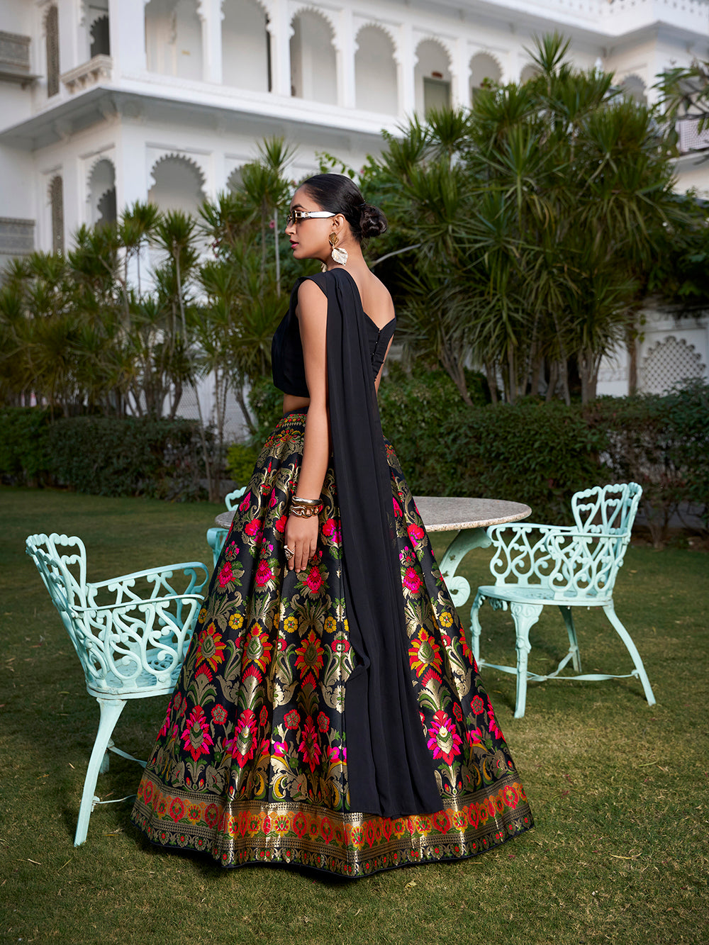 Festive Banarasi silk wedding lehenga