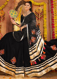 Black Mirror Embroidered Rayon Lehenga Choli with Printed Dupatta for Navratri