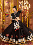 Black Mirror Embroidered Rayon Lehenga Choli for Navratri