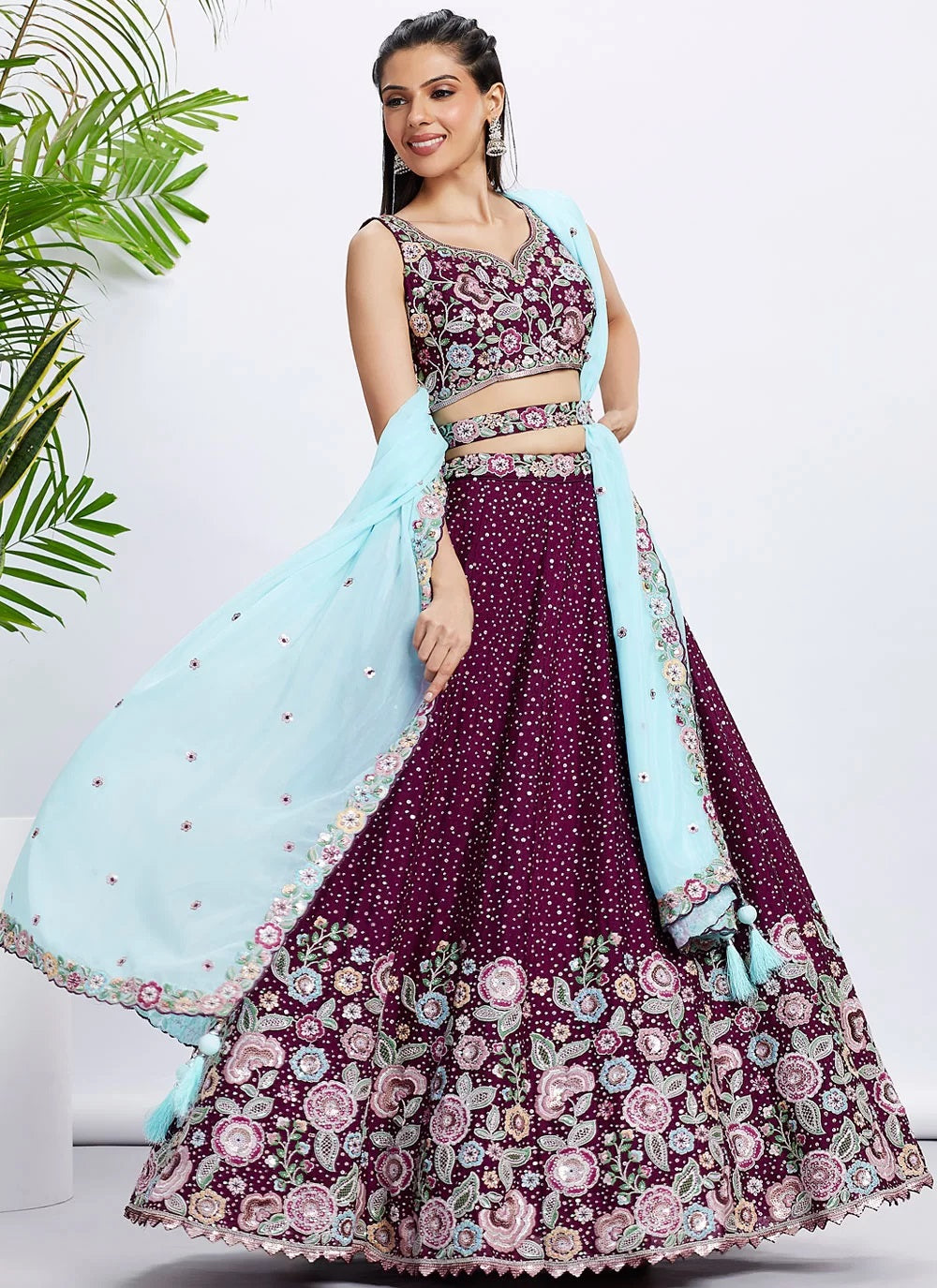 Bridal Sangeet Outfit with Organza Dupatta