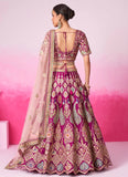 Burgundy Silk Bridal Lehenga with Moti Embroidery