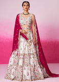 Cream Sangeet Lehenga with Moti Sequins Embroidery