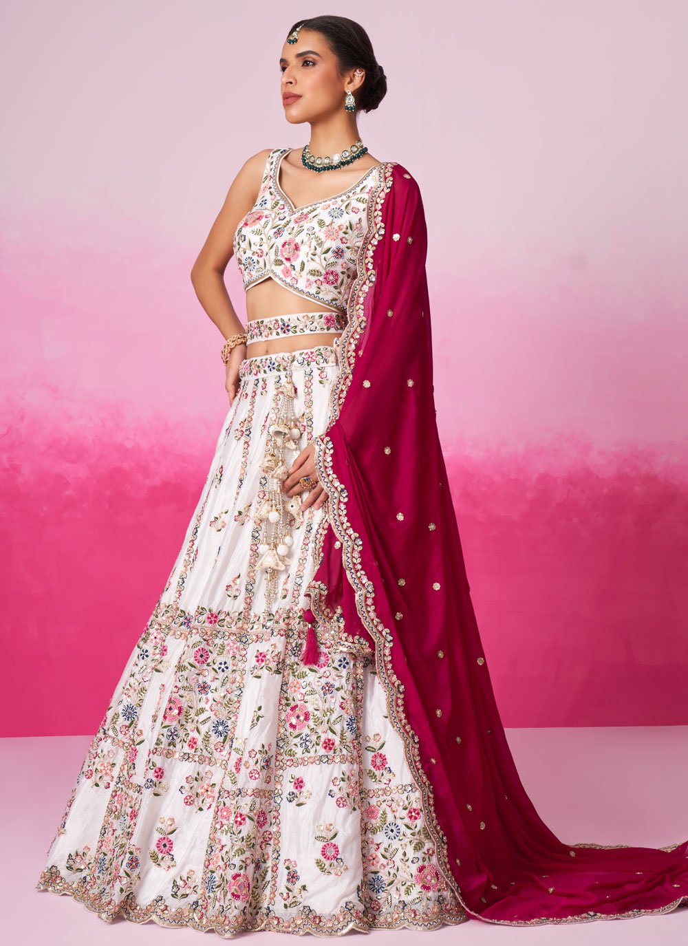 Buy Poly Georgette Wedding Lehenga Online