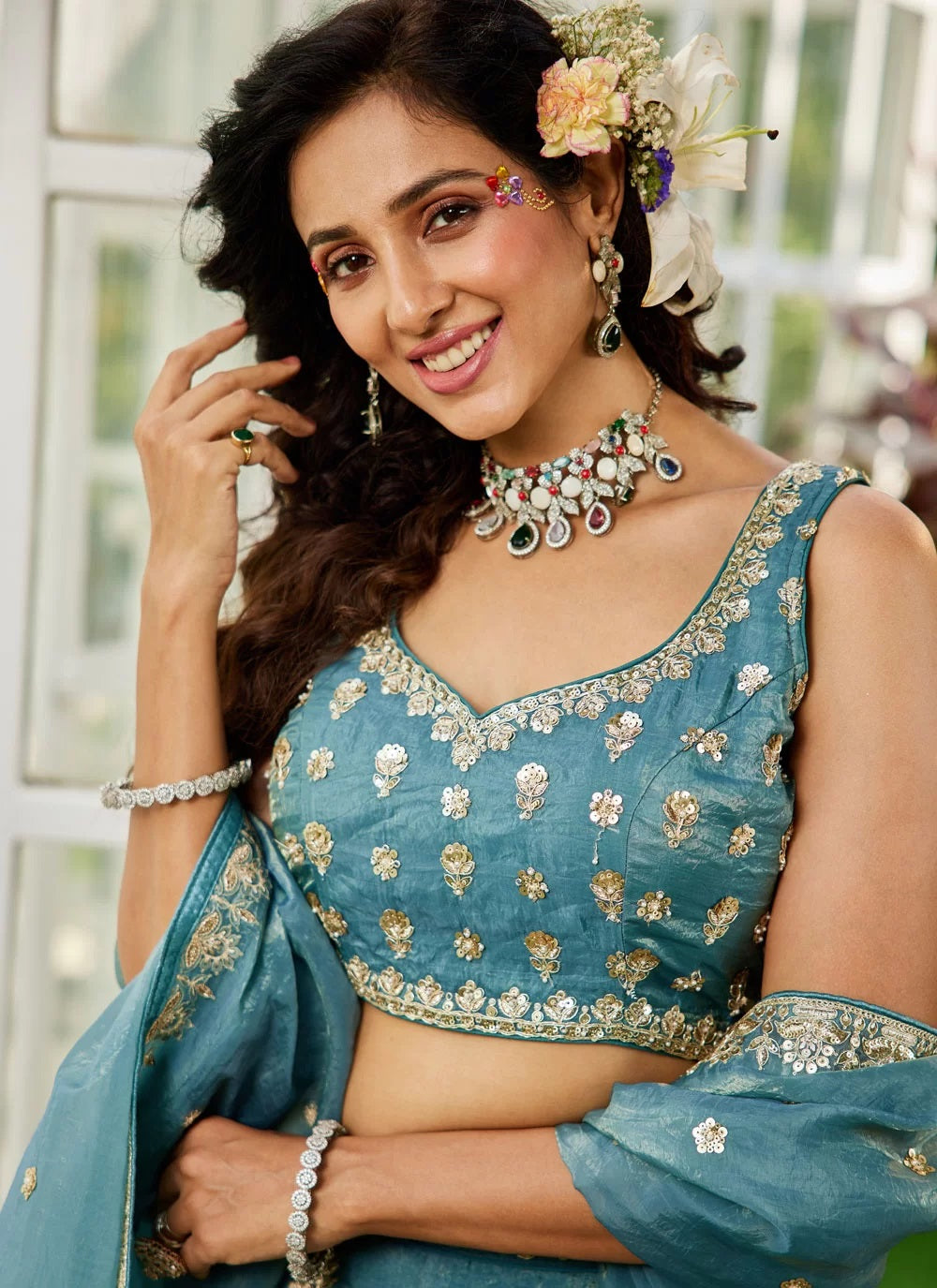 Moti work wedding lehenga for women